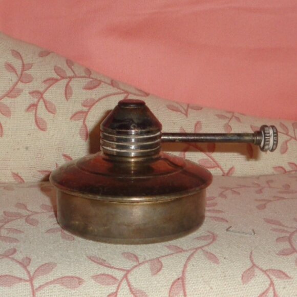 RARE-ANTIQUE SHERIDAN SILVER PLATE OIL LANTERN POT-APPROX. 3" x 2"-WORKS FINE. - Picture 1 of 4